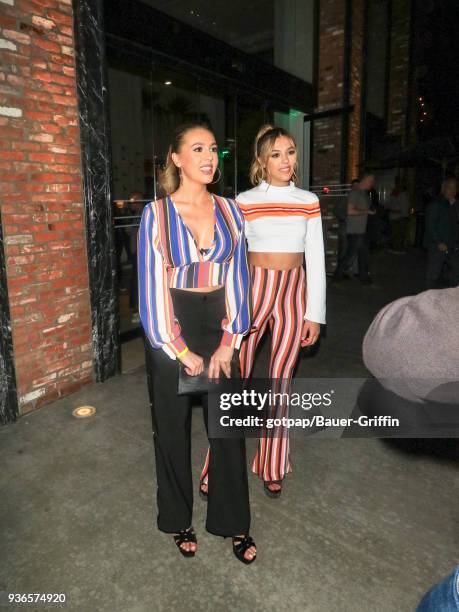 Sistine Rose Stallone and Sophia Rose Stallone are seen on March 21, 2018 in Los Angeles, California.