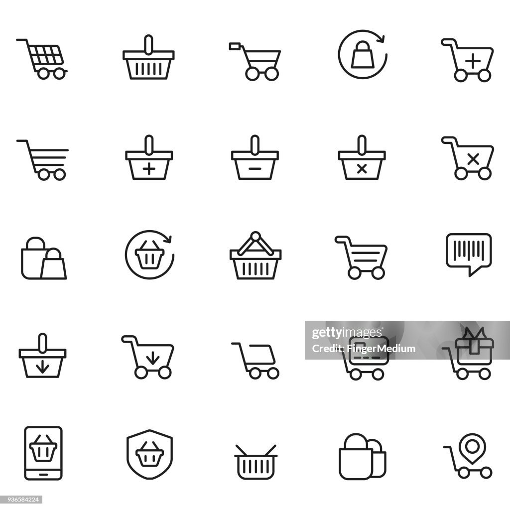 Einkaufskorb icon-set