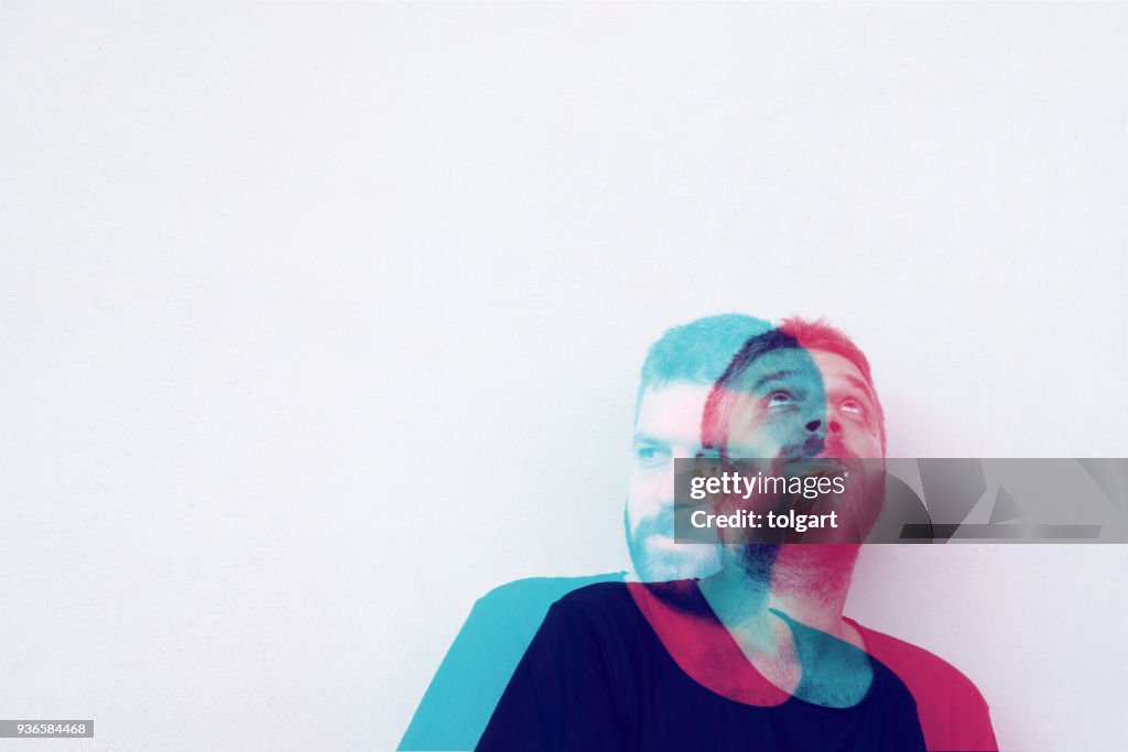 Multiple Image Of Handsome Young Man Against