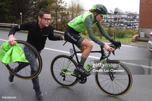 Riejanne Markus of Netherlands and Team WaowDeals Pro Cycling / Mechanic / during the 1st 3 Days De Panne 2018 Women's race a 151,7km race from...