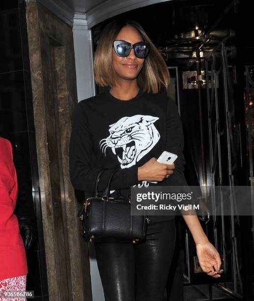 Jourdan Dunn is seen leaving Claridge's Hotel during London Fashion Week 2015 on February 23, 2015 in London, England.