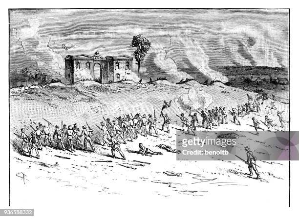 battle on cemetery hill - gettysburg cemetery stock illustrations