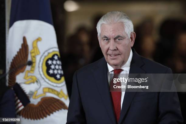 Outgoing U.S. Secretary of State Rex Tillerson arrives to deliver farewell remarks at the U.S. State Department in Washington, D.C., U.S., on...