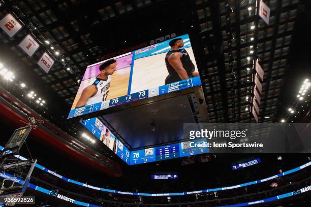 General overview of the video board is seen during the NCAA Division I Men's Championship Second Round basketball game between the Butler Bulldogs...