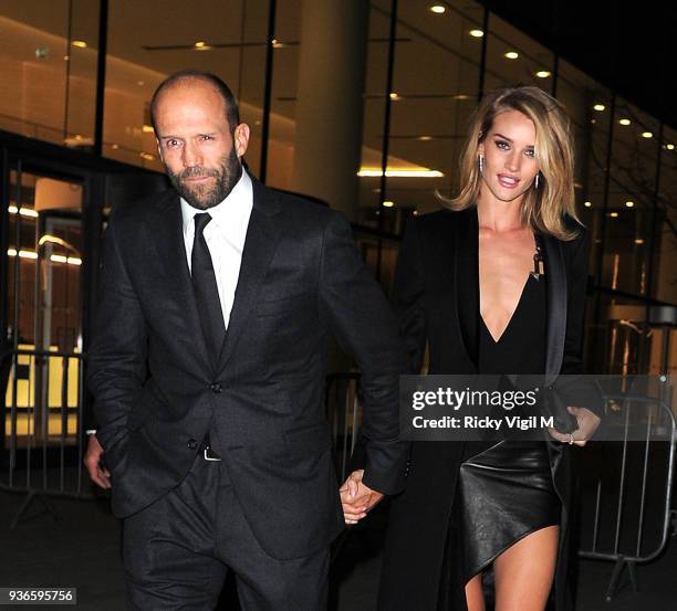 Jason Statham and Rosie Huntington-Whiteley attend the ELLE Style Awards 2015 held at the Sky Garden on February 24, 2015 in London, England.