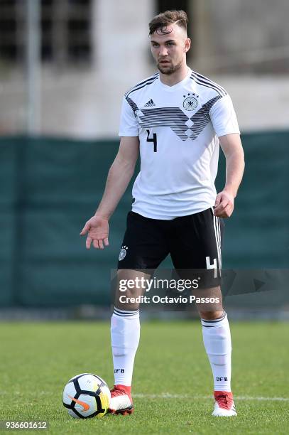 Benedikt Gimber of Germany in action during the Under 20 International Friendly match between U20 of Portugal and U20 of Germany at stadium Municipal...