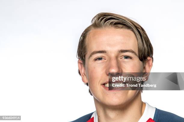 Sander Berge of Norway during the Men's National team NFF Photocall on March 22, 2018 in Oslo, Norway.