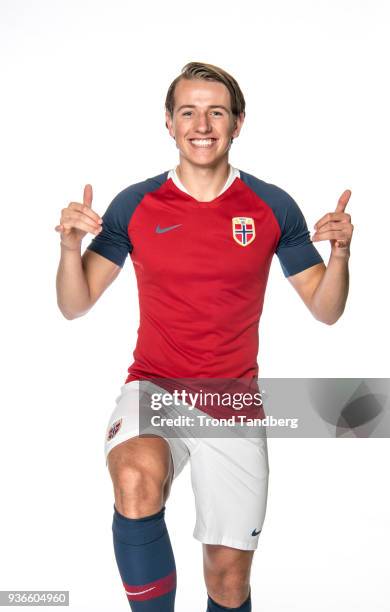 Sander Berge of Norway during the Men's National team NFF Photocall on March 22, 2018 in Oslo, Norway.