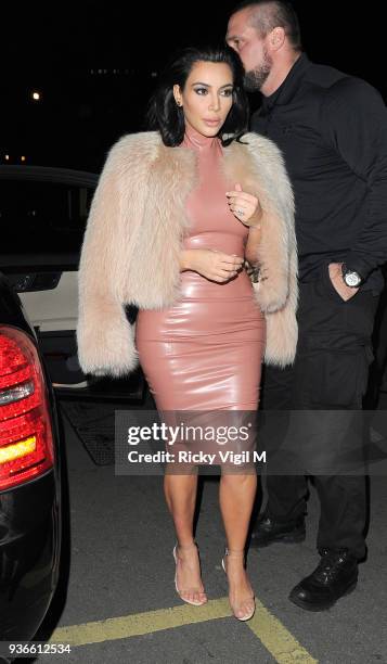 Kim Kardashian attends a party at Annabel's club in Mayfair on February 26, 2015 in London, England.
