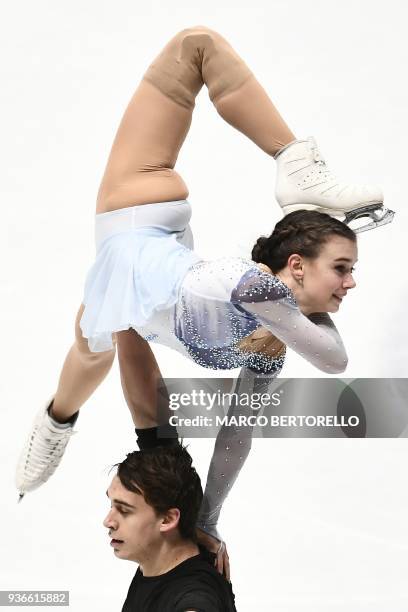 Czech Republic's Anna Duskova and Martin Bidar perform during the Pairs Free Skate program at the Milano World League Figure Skating Championship...