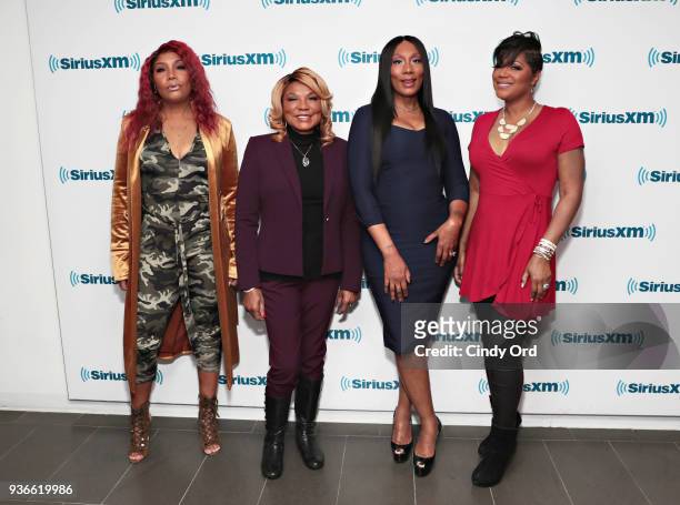Braxton sisters Evelyn Braxton, Towanda Braxton, Trina Braxton and Traci Braxton visit the SiriusXM Studios on March 22, 2018 in New York City.