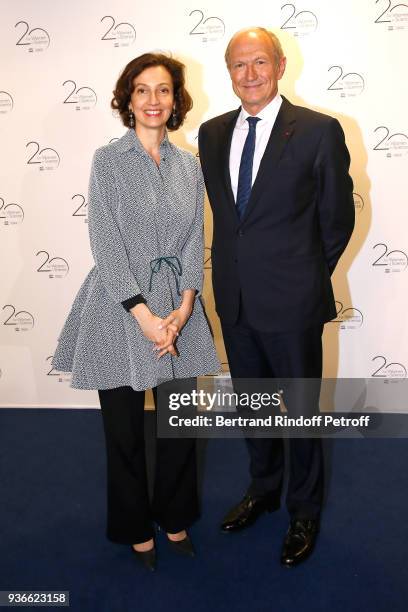 Director-General of the UNESCO, Audrey Azoulay and Chairman & Chief Executive Officer of L'Oreal and Chairman of the L'Oreal Foundation Jean-Paul...