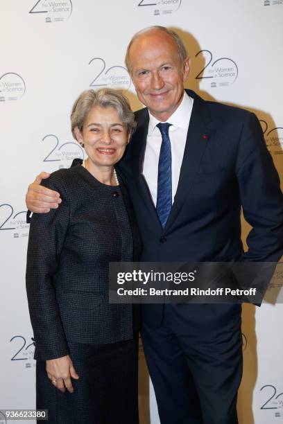 Irina Bokova and Chairman & Chief Executive Officer of L'Oreal and Chairman of the L'Oreal Foundation Jean-Paul Agon attend the 2018 L'Oreal - UNESCO...