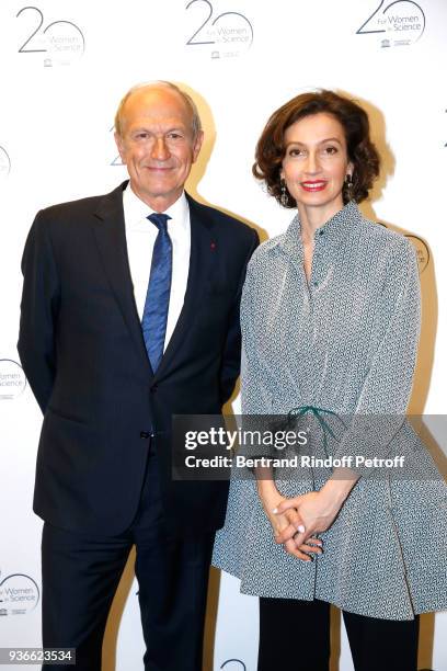 Director-General of the UNESCO, Audrey Azoulay and Chairman & Chief Executive Officer of L'Oreal and Chairman of the L'Oreal Foundation Jean-Paul...
