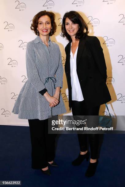Director-General of the UNESCO, Audrey Azoulay and director Zabou Breitman attend the 2018 L'Oreal - UNESCO for Women in Science Awards Ceremony at...