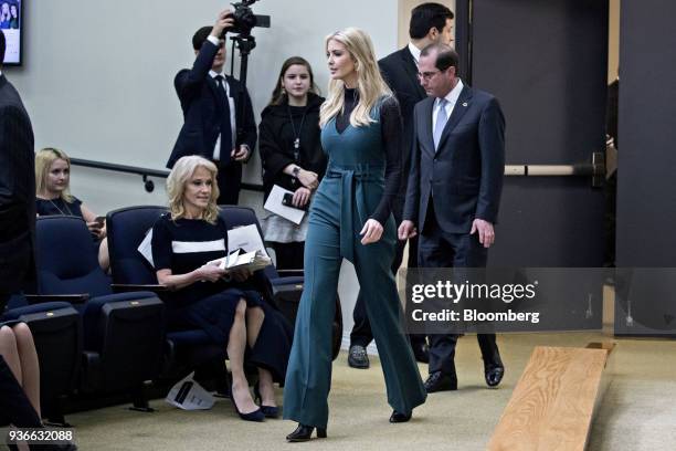 Ivanka Trump, assistant to U.S. President Donald Trump, arrives to the Generation Next forum in the Eisenhower Executive Office Building in...