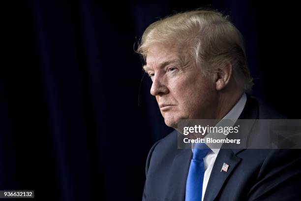 President Donald Trump listens during a discussion at the Generation Next forum in the Eisenhower Executive Office Building in Washington, D.C.,...