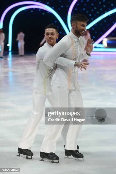 Ray Quinn and Jake Quickenden attend the press launch photocall for the Dancing on Ice Live Tour at Wembley Arena on March 22, 2018 in London,...