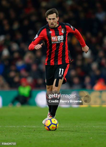 Charlie Daniels of Bournemouth controls the ball during the Premier League match between AFC Bournemouth and West Bromwich Albion at Vitality Stadium...