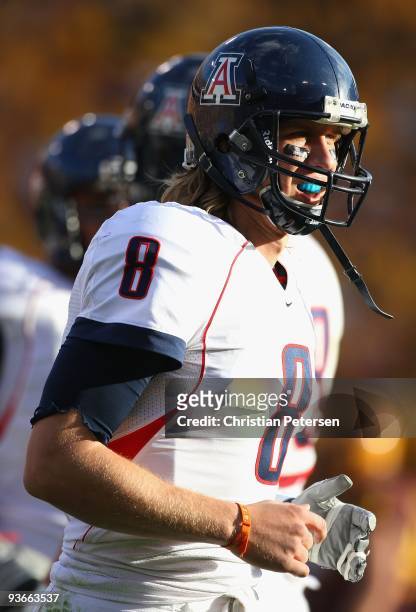 Quarterback Nick Foles of the Arizona Wildcats during the college football game against the Arizona State Sun Devils at Sun Devil Stadium on November...