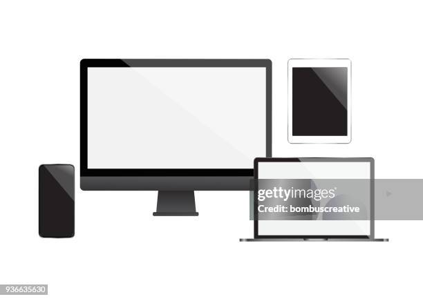Multiple Computer Screens White Background Photos and Premium High Res ...