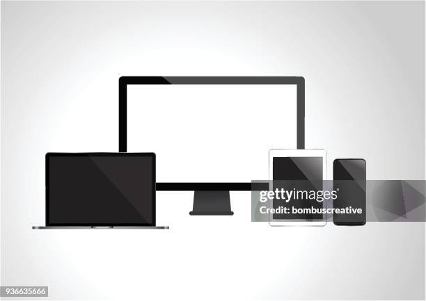 computer devices - go paperless stock illustrations