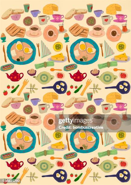 breakfast table - olive leaves on table stock illustrations