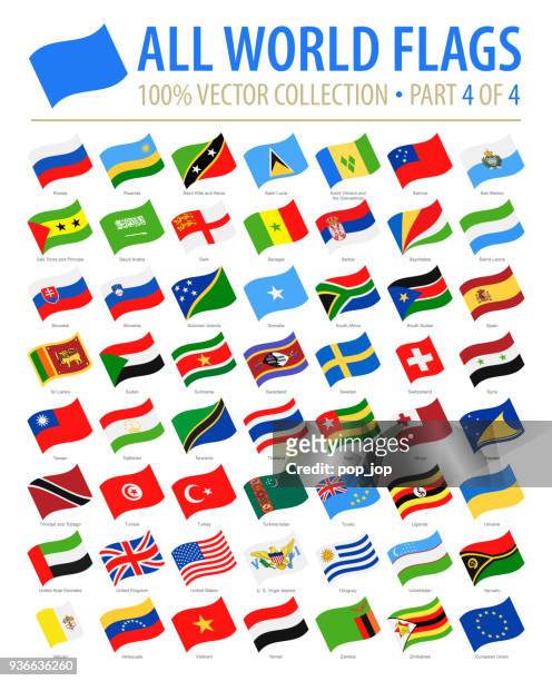 world flags - vector waving flat icons - part 4 of 4 - serbian flag stock illustrations