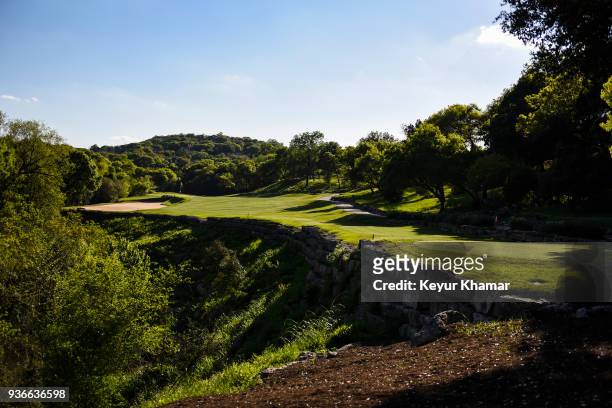 Course scenic view of the third hole tee box during practice for the World Golf Championships - Dell Technologies Match Play at Austin Country Club...