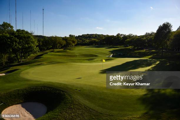 Course scenic view of the fifth hole green during practice for the World Golf Championships - Dell Technologies Match Play at Austin Country Club on...