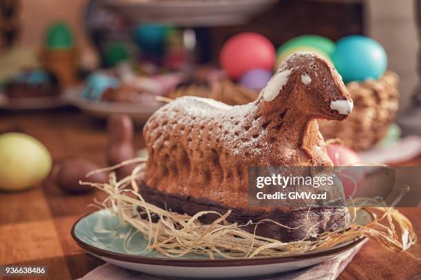 homemade easter bunny lamb cake - easter lamb stock pictures, royalty-free photos & images