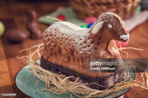 homemade easter bunny lamb cake - easter lamb stock pictures, royalty-free photos & images