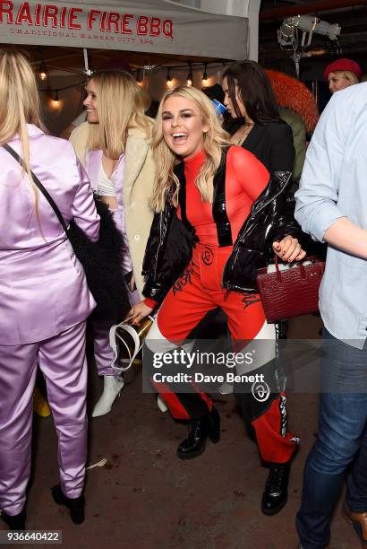 Tallia Storm attends the Wrangler Revival Blue & Yellow event at Poland Street Car Park on March 22, 2018 in London, England.