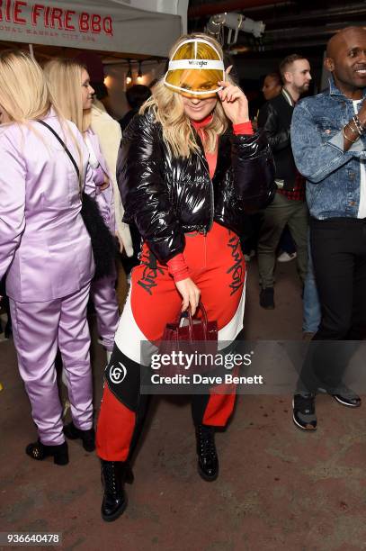 Tallia Storm attends the Wrangler Revival Blue & Yellow event at Poland Street Car Park on March 22, 2018 in London, England.