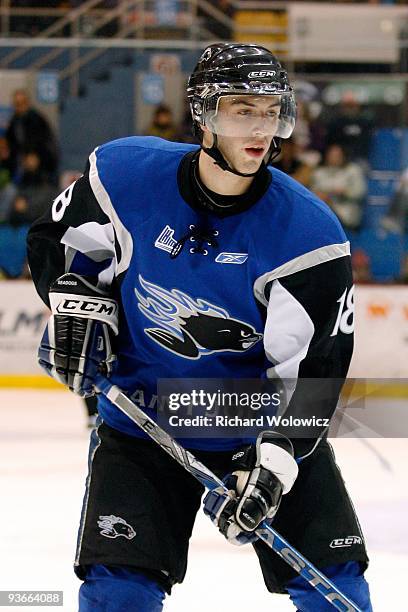 Danick Gauthier of the Saint John Sea Dogs skates during the game against the Drummondville Voltigeurs at the Marcel Dionne Centre on November 20,...