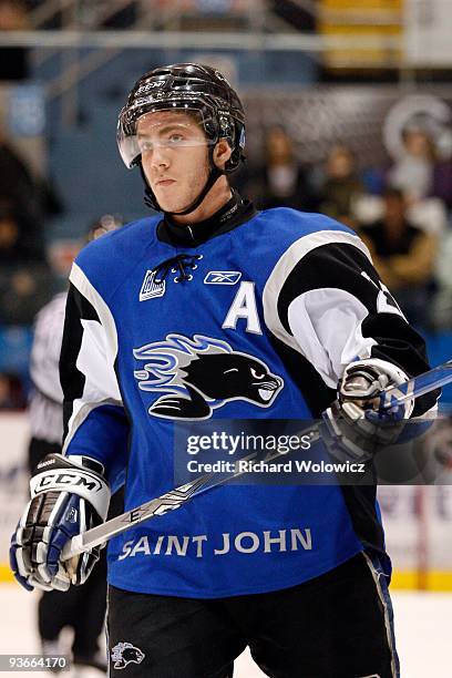 Mike Hoffman of the Saint John Sea Dogs skates during the game against the Drummondville Voltigeurs at the Marcel Dionne Centre on November 20, 2009...