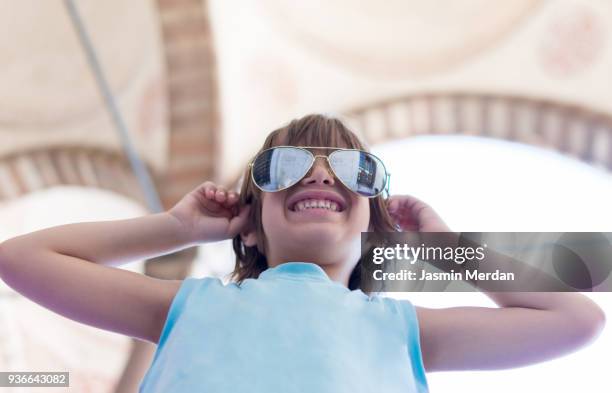young kid in sunglasses - sunglasses top view stock pictures, royalty-free photos & images