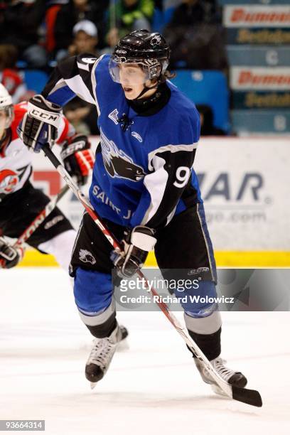 Tomas Jurco of the Saint John Sea Dogs skates during the game against the Drummondville Voltigeurs at the Marcel Dionne Centre on November 20, 2009...