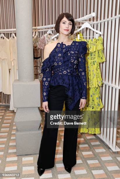 Gemma Arterton attends the Self-Portrait store opening cocktail party on March 22, 2018 in London, England.
