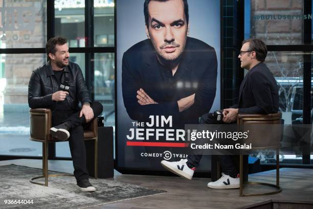 Jim Jefferies and Ricky Camilleri visit Build Series to discuss 'The Jim Jefferies Show' at Build Studio on March 22, 2018 in New York City.