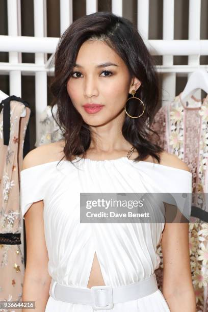 Gemma Chan attends the Self-Portrait store opening cocktail party on March 22, 2018 in London, England.