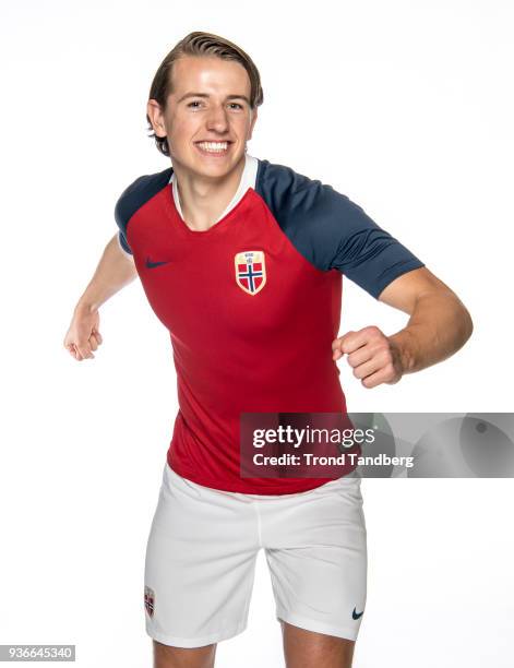 Sander Berge of Norway during NFF Photocall National Team Men on March 22, 2018 in Oslo, Norway.