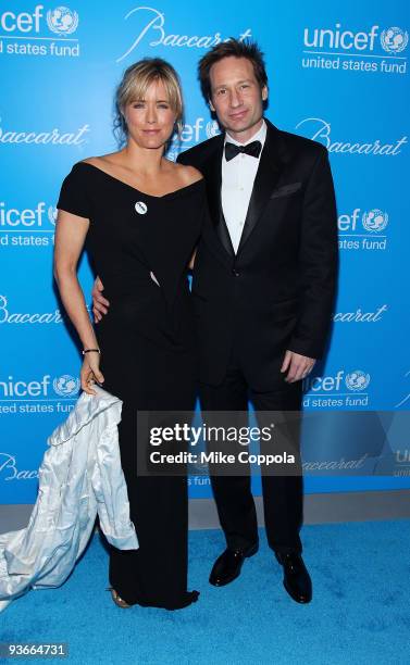 Actors Tea Leoni and David Duchovny attends the 2009 UNICEF Snowflake Ball at Cipriani 42nd Street on December 2, 2009 in New York City.