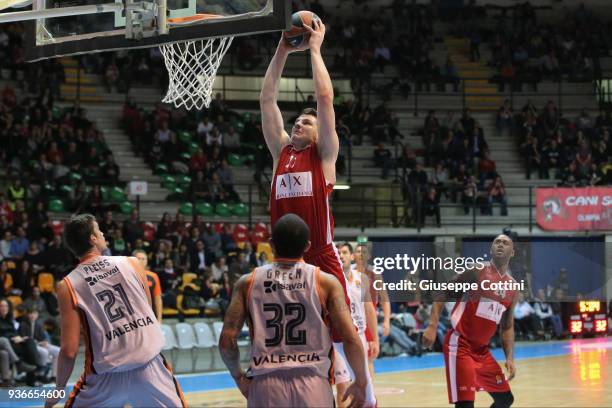 Arturas Gudaitis, #77 of AX Armani Exchange Olimpia Milan in action during the 2017/2018 Turkish Airlines EuroLeague Regular Season Round 28 game...