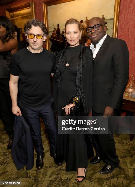 Giovanni Morelli, Kate Moss and Edward Enninful attend as Edward Enninful and Kate Moss celebrate Giovanni Morelli as the new creative director of...