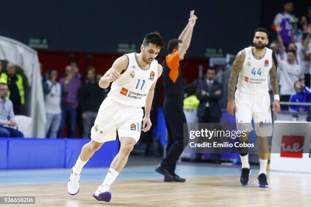 Facundo Campazzo, #11 of Real Madrid in action during the 2017/2018 Turkish Airlines EuroLeague Regular Season Round 28 game between Real Madrid and...