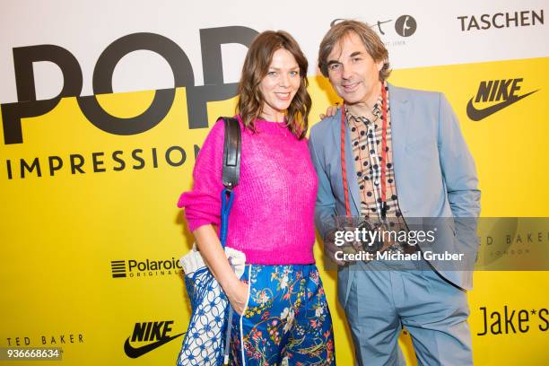 Actress Jessica Schwarz and Skiracer Hubertus von Hohenlohe during the Launch POP event on the occasion of the 20th anniversary of the Peek &...