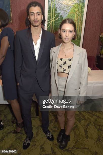 Kelvin Bueno and Iris Law attend a private dinner hosted by British Vogue editor Edward Enninful and Kate Moss in honour of Giovanni Morelli, the new...