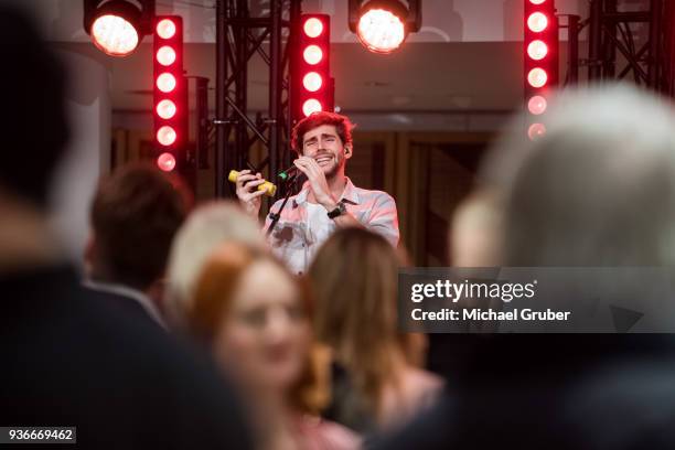 Singer Alvaro Soler performs during the Launch POP event on the occasion of the 20th anniversary of the Peek & Cloppenburg store at Weltstadthaus on...