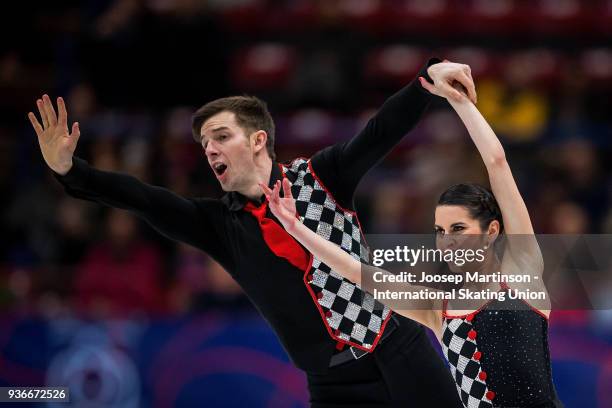 Valentina Marchei and Ondrej Hotarek of Italy compete in the Pairs Free Skating during day two of the World Figure Skating Championships at...